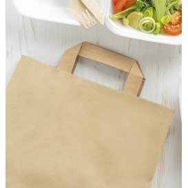 Sacchetti di carta Kraft con manico piatto 80g/m² 32+16x35cm (250 Pezzi)