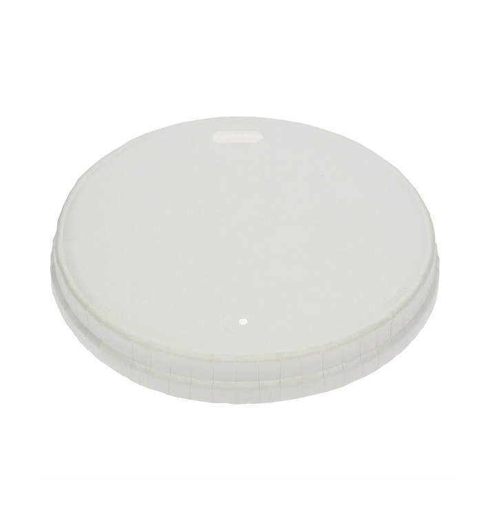 Coperchio da viaggio con foro in carta bianca Ø8cm (1.000 Pezzi) Coperchio da viaggio con foro in carta bianca Ø8cm (1.000 Pezzi)