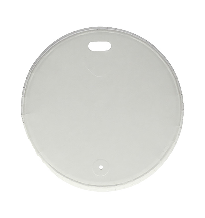 Coperchio da viaggio con foro in carta bianca Ø8cm (100 Pezzi) Coperchio da viaggio con foro in carta bianca Ø8cm (100 Pezzi)