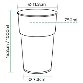 Bicchiere Plastica PP Trasparente 1000ml/1L (750 Pezzi)