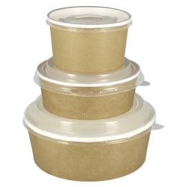 Contenitori di Carta Kraft Con Coperchio PP 33Oz/1000ml (25 Pezzi)