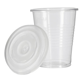 Bicchiere Trasparente PP 240ml + Coperchio a Croce da viaggio PS Ø7,4cm (1.000 Pezzi)