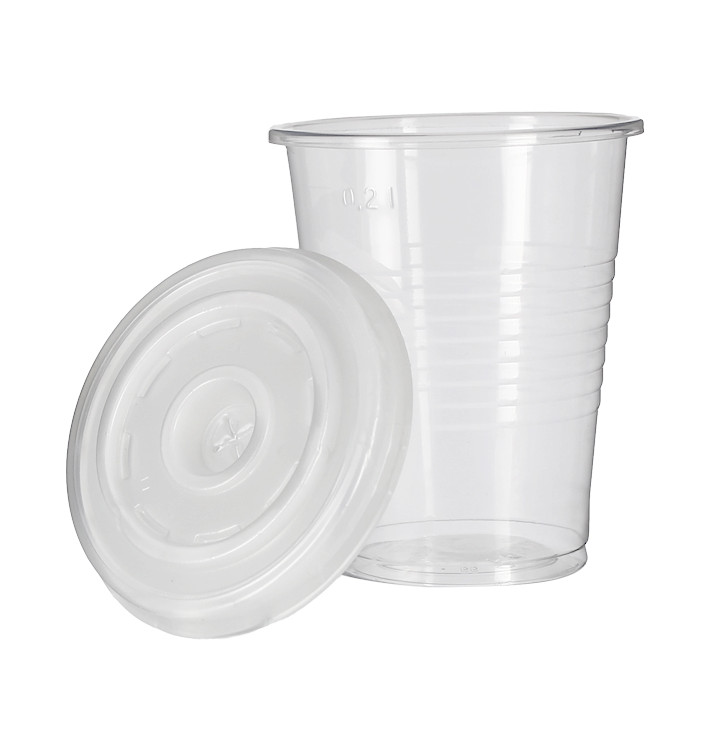 Bicchiere Trasparente PP 240ml + Coperchio a Croce da viaggio PS Ø7,4cm (1.000 Pezzi) Bicchiere Trasparente PP 240ml + Coperchio a Croce da viaggio PS Ø7,4cm (1.000 Pezzi)
