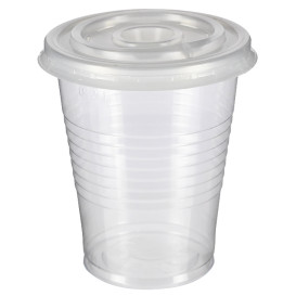 Bicchiere Trasparente PP 240ml + Coperchio a Croce da viaggio PS Ø7,4cm (1.000 Pezzi)