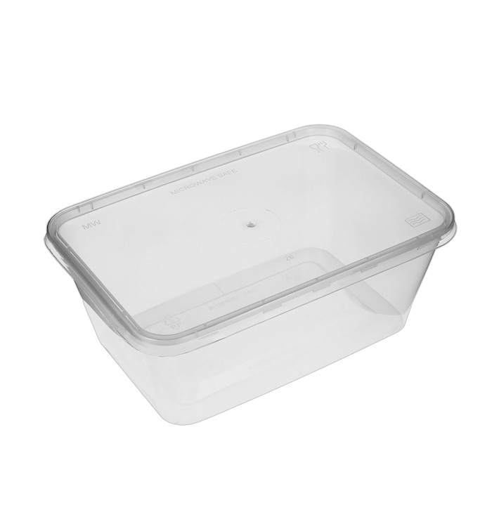 Contenitori di Plastico con Coperchio Rettangolare PP 1.000ml (300 Pezzi) Contenitori di Plastico con Coperchio Rettangolare PP 1.000ml (300 Pezzi)