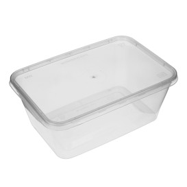 Contenitori di Plastico con Coperchio Rettangolare PP 1.000ml (50 Pezzi)