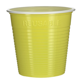 Bicchiere di Plastica PS Bicolore Giallo 230 ml (30 Pezzi)