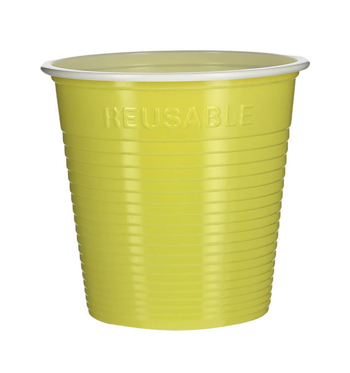 Bicchiere di Plastica PS Bicolore Giallo 230 ml (420 Pezzi) Bicchiere di Plastica PS Bicolore Giallo 230 ml (420 Pezzi)