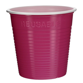 Bicchiere di Plastica PS Bicolore Fucsia 230 ml (420 Pezzi)