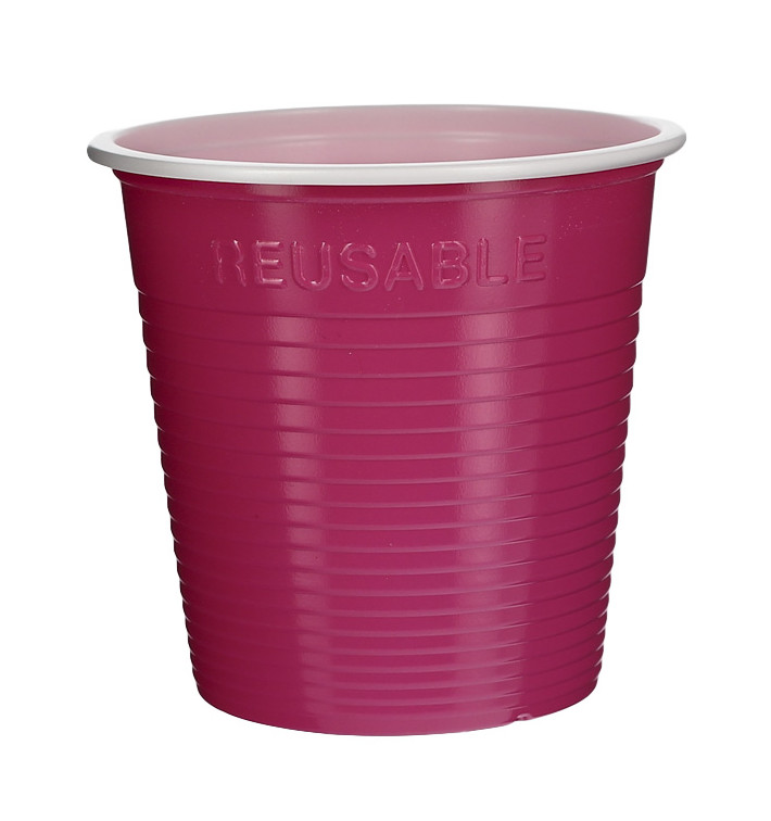 Bicchiere di Plastica PS Bicolore Fucsia 230 ml (420 Pezzi)