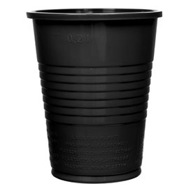 Bicchiere di Plastica PS Nero 200ml Ø7cm (50 Pezzi)