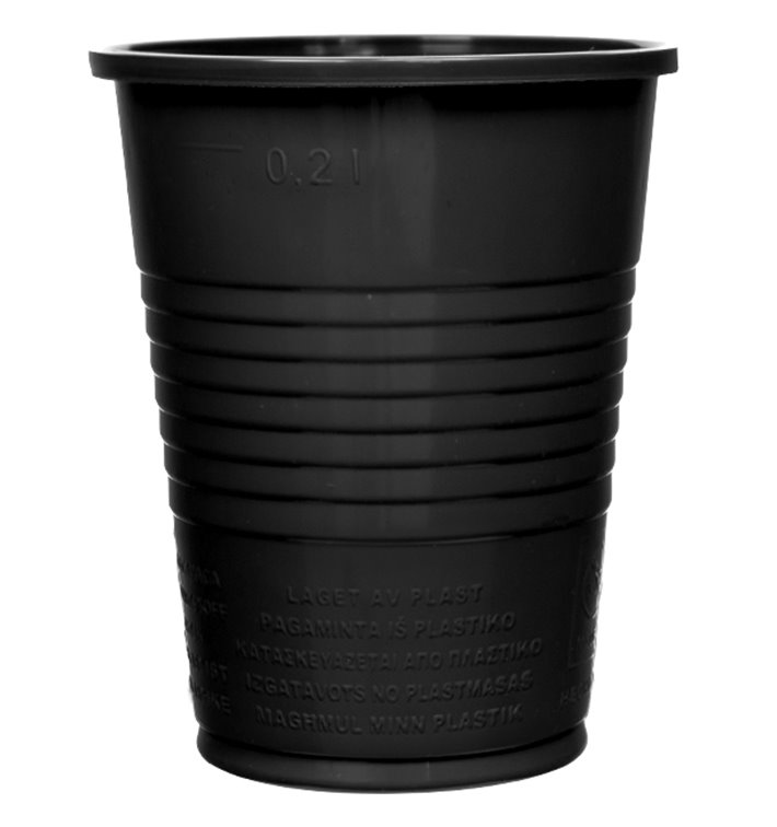 Bicchiere di Plastica PS Nero 200ml Ø7cm (50 Pezzi) Bicchiere di Plastica PS Nero 200ml Ø7cm (50 Pezzi)