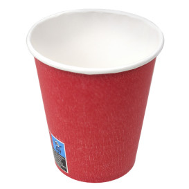 Bicchiere di Carta Senza Plastica 9 Oz/250ml "Colorati" Rosso Ø8cm (20 Pezzi)