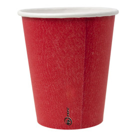 Bicchiere di Carta Senza Plastica 9 Oz/250ml "Colorati" Rosso Ø8cm (300 Pezzi)