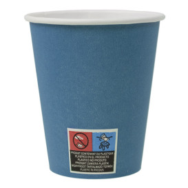 Bicchiere di Carta Senza Plastica 9 Oz/250ml "Colorati" Blu Ø8cm (20 Pezzi)