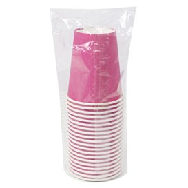 Bicchiere di Carta Senza Plastica 9 Oz/250ml "Colorati" Rosa Ø8cm (20 Pezzi)