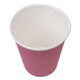 Bicchiere di Carta Senza Plastica 9 Oz/250ml "Colorati" Rosa Ø8cm (20 Pezzi)