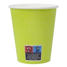 Bicchiere di Carta Senza Plastica 9 Oz/250ml "Colorati" Verde Ø8cm (20 Pezzi)