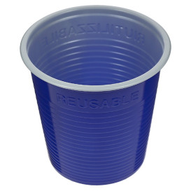 Bicchiere Economico Riutilizzabile PS Bicolore Blu 230ml (30 Pezzi)