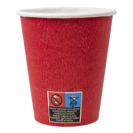 Bicchiere di Carta Senza Plastica 9 Oz/250ml "Colorati" Rosso Ø8,0cm (300 Pezzi)