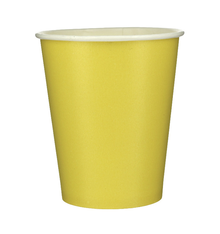 Bicchiere di Carta Senza Plastica 9 Oz/250ml "Colorati" Gialla Ø8,0cm (20 Pezzi) Bicchiere di Carta Senza Plastica 9 Oz/250ml "Colorati" Gialla Ø8,0cm (20 Pezzi)