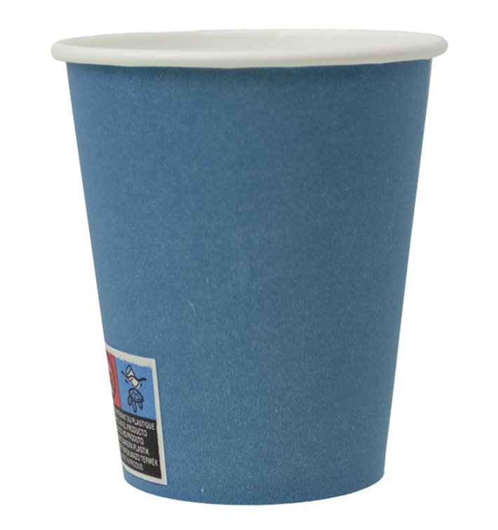 Bicchiere di Carta Senza Plastica 9 Oz/250ml Colorati Blu Ø8,0cm (300  Pezzi)