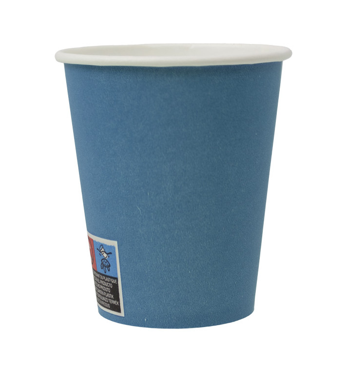 Bicchiere di Carta Senza Plastica 9 Oz/250ml Colorati Blu Ø8,0cm (300  Pezzi)