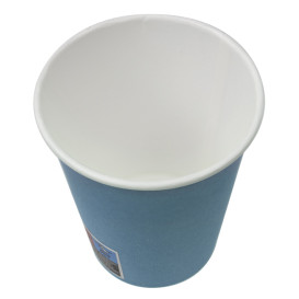 Bicchiere di Carta Senza Plastica 9 Oz/250ml Colorati Blu Ø8,0cm (20  Pezzi)