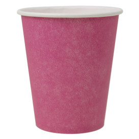 Bicchiere di Carta Senza Plastica 9 Oz/250ml "Colorati" Rosa Ø8,0cm (20 Pezzi)