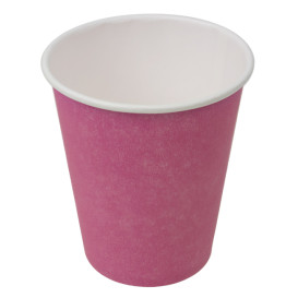 Bicchiere di Carta Senza Plastica 9 Oz/250ml "Colorati" Rosa Ø8,0cm (20 Pezzi)