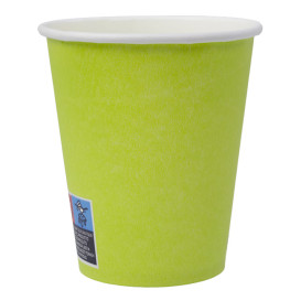 Bicchiere di Carta Senza Plastica 9 Oz/250ml "Colorati" Verde Ø8,0cm (300 Pezzi)