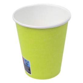 Bicchiere di Carta Senza Plastica 9 Oz/250ml "Colorati" Verde Ø8,0cm (300 Pezzi)