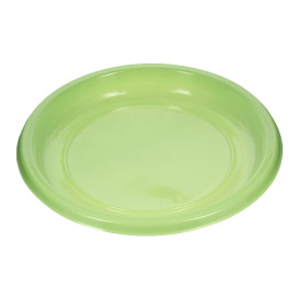 Piatto Piano Riutilizzabile Economico PS Verde Acido Ø17cm (25 Pezzi)