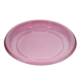 Piatto Piano Riutilizzabile Economico PS Rosa Ø22cm (25 Pezzi)