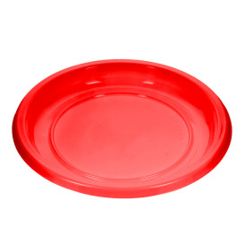 Piatto Piano Riutilizzabile Economico PS Rosso Ø22cm (25 Pezzi)