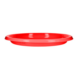 Piatto Piano Riutilizzabile Economico PS Rosso Ø22cm (25 Pezzi)