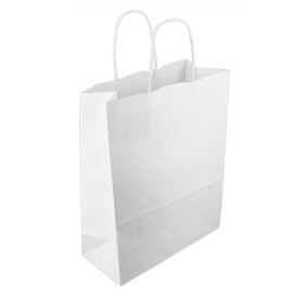 Buste Shopper in Carta Bianca 100g/m² 25+11x31cm (25 Pezzi)