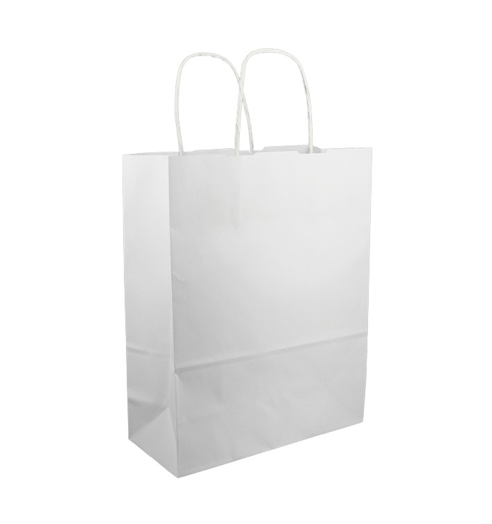 Buste Shopper in Carta Bianca 100g/m² 25+11x31cm (25 Pezzi) Buste Shopper in Carta Bianca 100g/m² 25+11x31cm (25 Pezzi)