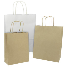 Buste Shopper in Carta Marrone 100g/m² 27+14x26cm (25 Pezzi)