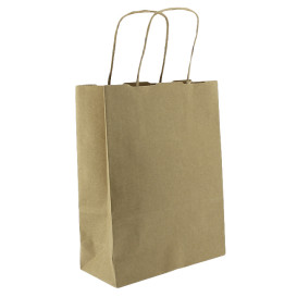 Buste Shopper in Carta Marrone 100g/m² 22+11x27cm (250 Pezzi)