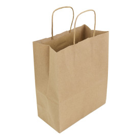 Buste Shopper in Carta Marrone 100g/m² 22+11x27cm (250 Pezzi)