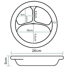 Piatto Termici EPS "Quiet Classic" 3 Sco. Laminat Nero Ø260mm (500 Pezzi)