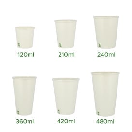 Bicchiere di Carta Senza Plastica 12 Oz/360ml Bianco Ø8cm (1.000 Pezzi)