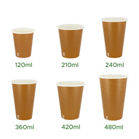 Bicchiere di Carta Senza Plastica 7 Oz/210ml "Caramello" Ø7cm (50 Pezzi)