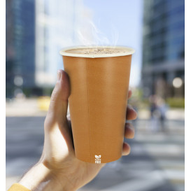 Bicchiere di Carta Senza Plastica 14 Oz/420ml "Caramello" Ø9cm (1.000 Pezzi)