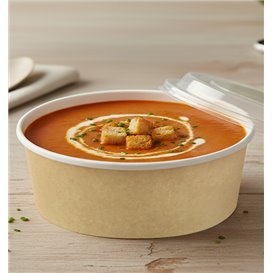 Contenitori di Carta Kraft Con Coperchio PP 33Oz/1000ml (100 Pezzi)