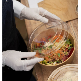 Contenitori di Carta Kraft-Kraft + Coperchio RPET 38 Oz/1140ml (25 Pezzi)