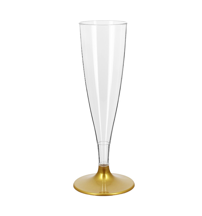 Flute Plastica PS Riutilizzabile Gambo Oro 140ml 2P (6 Pezzi) Flute Plastica PS Riutilizzabile Gambo Oro 140ml 2P (6 Pezzi)