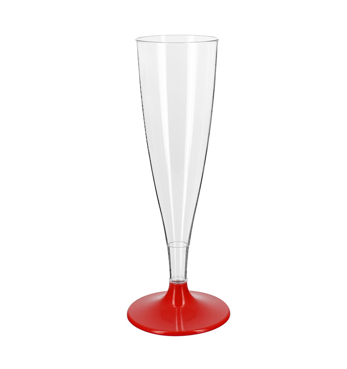 Flute Plastica PS Riutilizzabile Gambo Rosso 140ml 2P (6 Pezzi) Flute Plastica PS Riutilizzabile Gambo Rosso 140ml 2P (6 Pezzi)