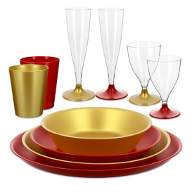 Piatto Riutilizzabile Durable PP Minerale Oro Ø27,5cm (54 Pezzi)